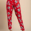 Donna NI TRADE d.o.o | Pantalone Lungo In Cotone Con Fantasia Floreale, Rosso