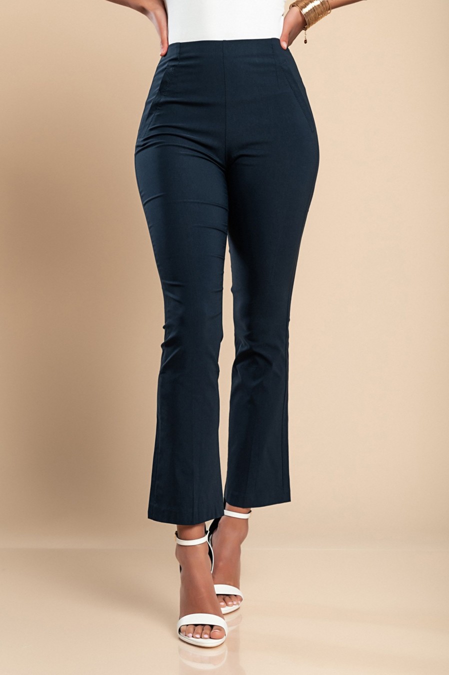 Donna CA.FRA.MA.s.r.l. | Pantalone Lungo Elegante Con Pantalone A Zampa, Blu Scuro