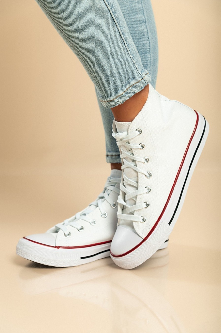 Scarpe E Accessori AMANDA INGROSSO CALZATURE | Sneaker Fashion Alta In Tessuto, Colore Bianco