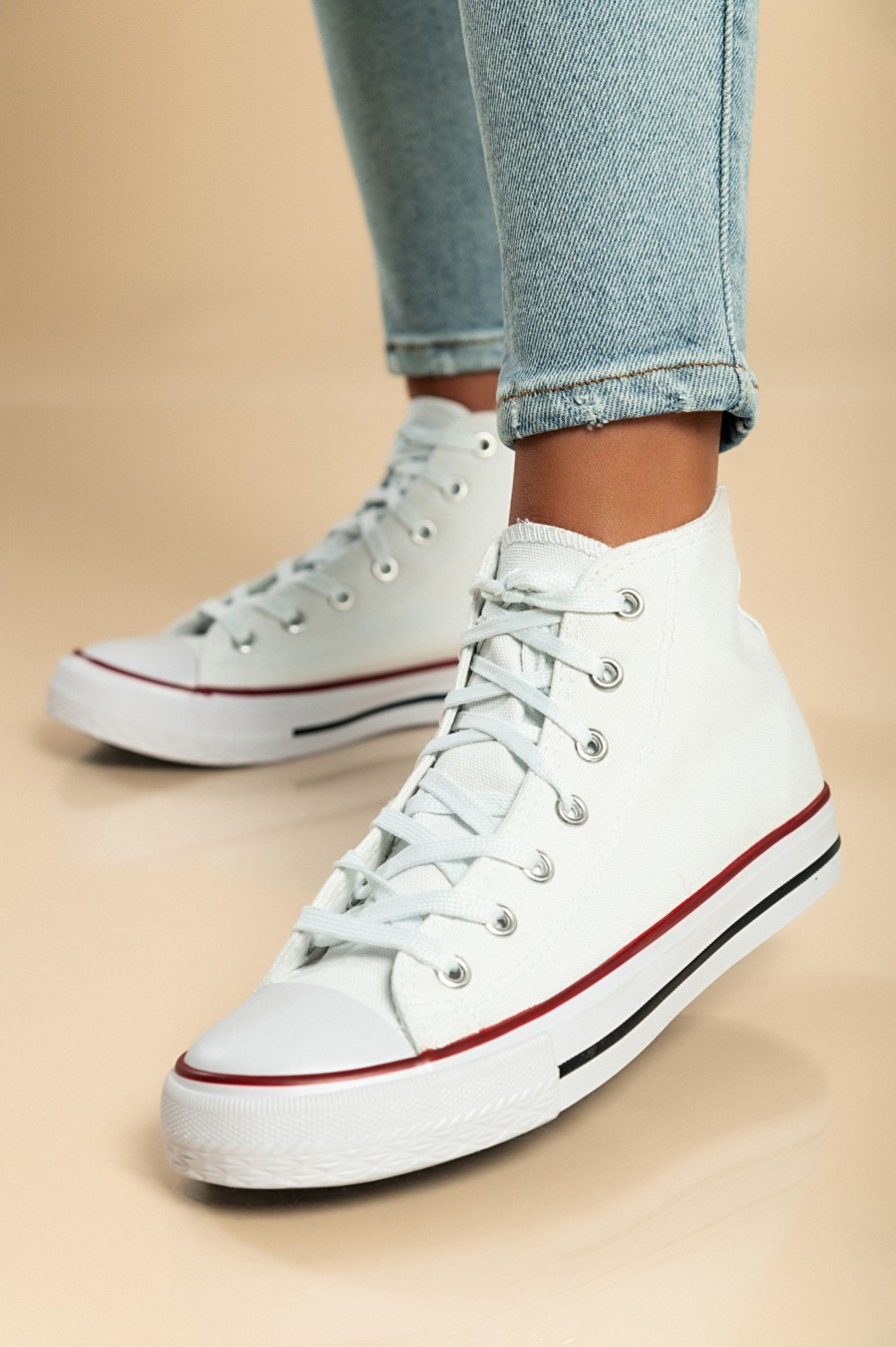 Scarpe E Accessori AMANDA INGROSSO CALZATURE | Sneaker Fashion Alta In Tessuto, Colore Bianco