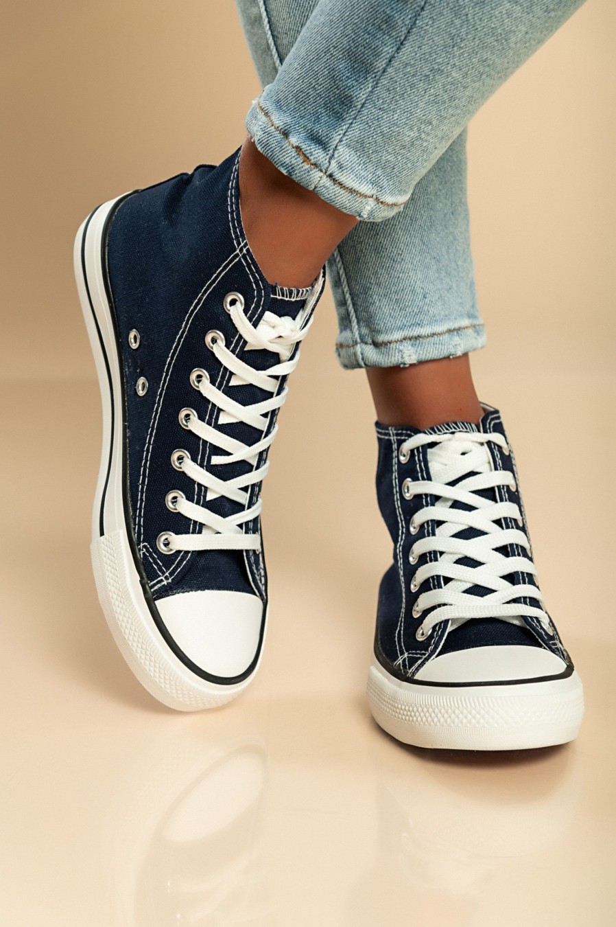 Scarpe E Accessori AMANDA INGROSSO CALZATURE | Sneaker Alta Fashion In Tessuto, Colore Blu Scuro