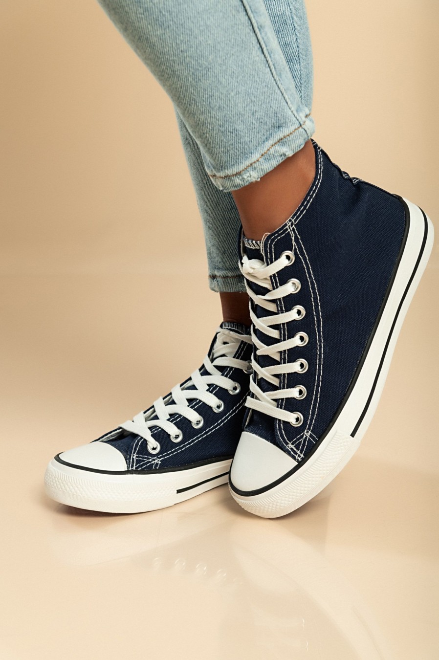 Scarpe E Accessori AMANDA INGROSSO CALZATURE | Sneaker Alta Fashion In Tessuto, Colore Blu Scuro