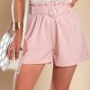 Donna OCHIRLY | Shorts A Vita Alta Con Cintura Decorativa, Rosa Chiaro