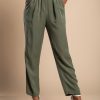 Donna PRONTO MODA ELENE | Pantalone Lungo Con Cintura Decorativa, Verde Oliva