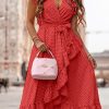 Donna NEO IMAGE | Abito Midi Con Fantasia A Pois, Rosso