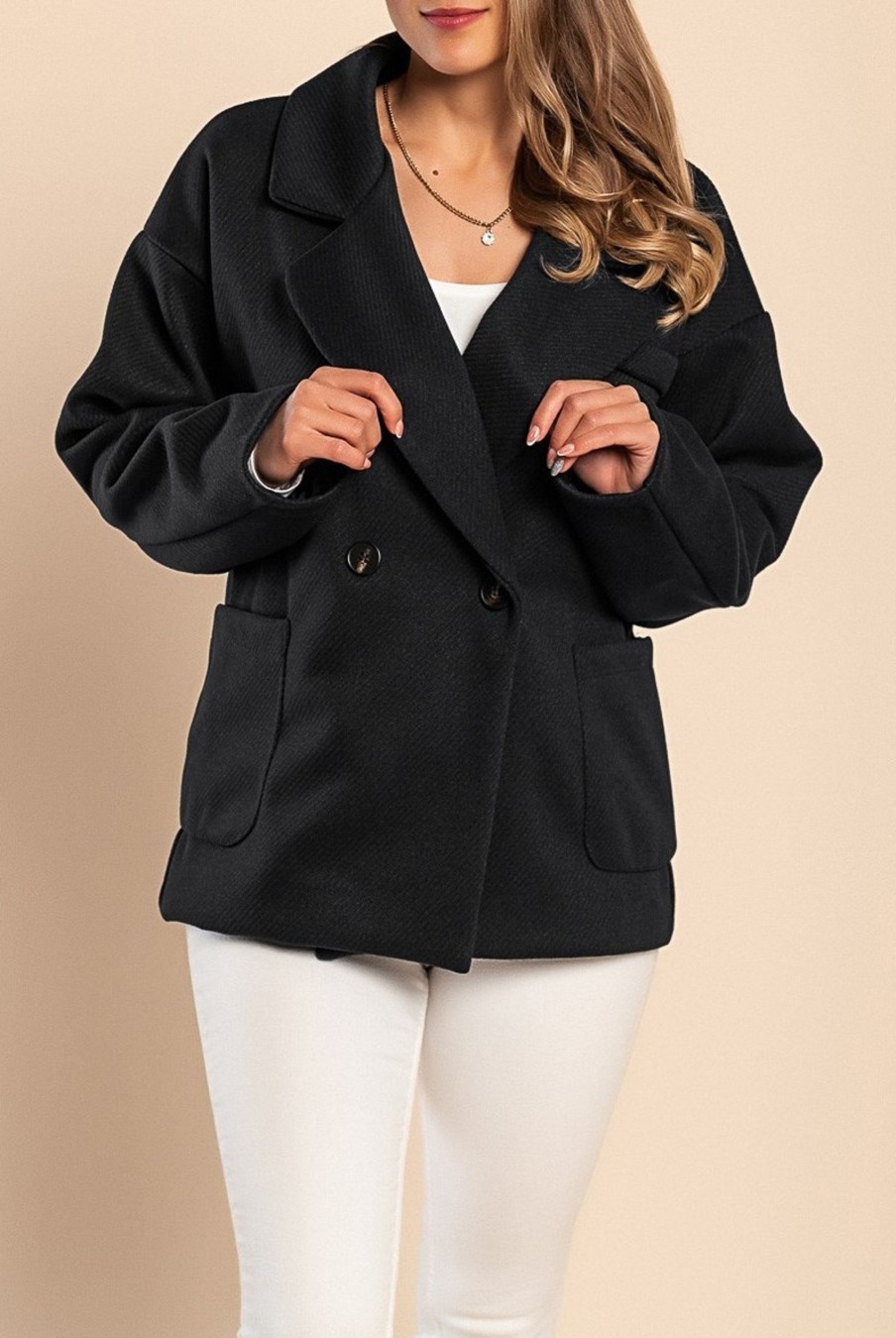 Donna PRONTO MODA ELENE | Cappotto Elegante E Ampio, Nero