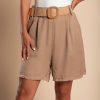 Donna PRONTO MODA ELENE | Shorts Con Cintura, Cammello