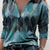 Donna NEO IMAGE | Camicia Elegante Con Maniche Lunghe E Stampa Noraha, Celeste