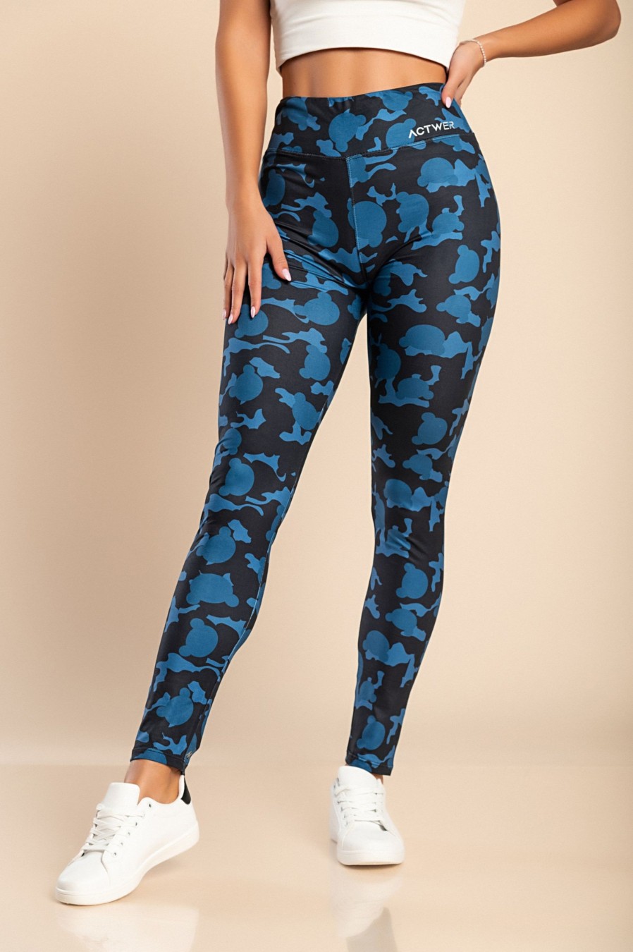 Donna ACTWER Programerski studio Jernej Perin s.p. | Leggings Sportivi Superelastici "Actwer" Neri E Blu Scuro