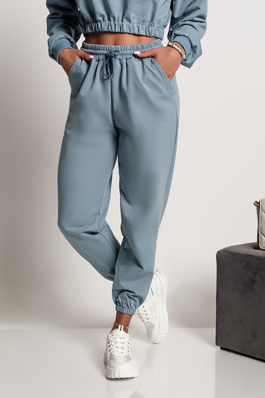 Donna COSMODA | Pantaloni Sportivi In Cotone Laureana, Blu