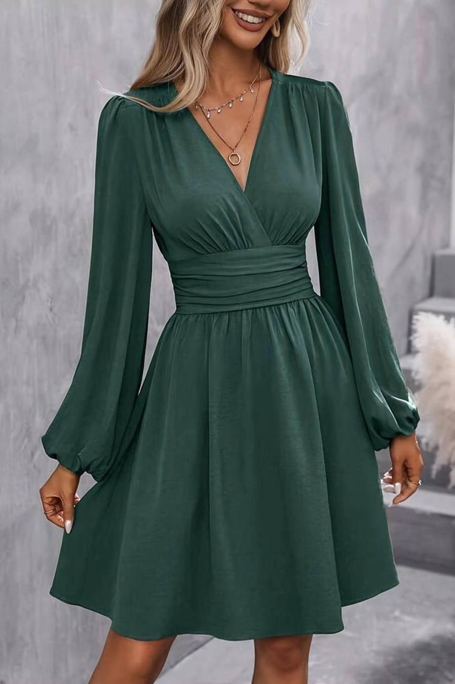 Donna PRONTO MODA ELENE | Abito Midi Con Elastico In Vita, Verde