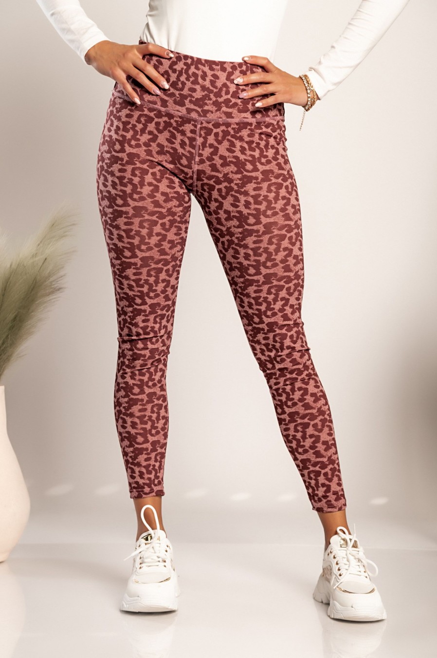 Donna GONDOLA BLU - LIN AIE | Leggings Alla Moda Con Ampia Fascia In Vita Soccia, Rosso