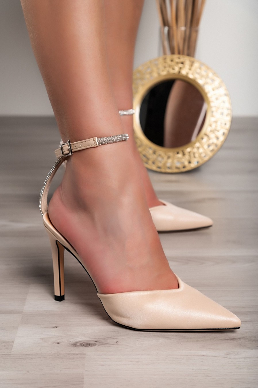 Scarpe E Accessori PATRIZIO ROMA | Scarpe Col Tacco Con Strass, Beige