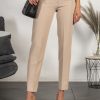 Donna PRONTO MODA ELENE | Pantaloni Eleganti Lunghi Con Pantalone Dritto Tordina, Beige