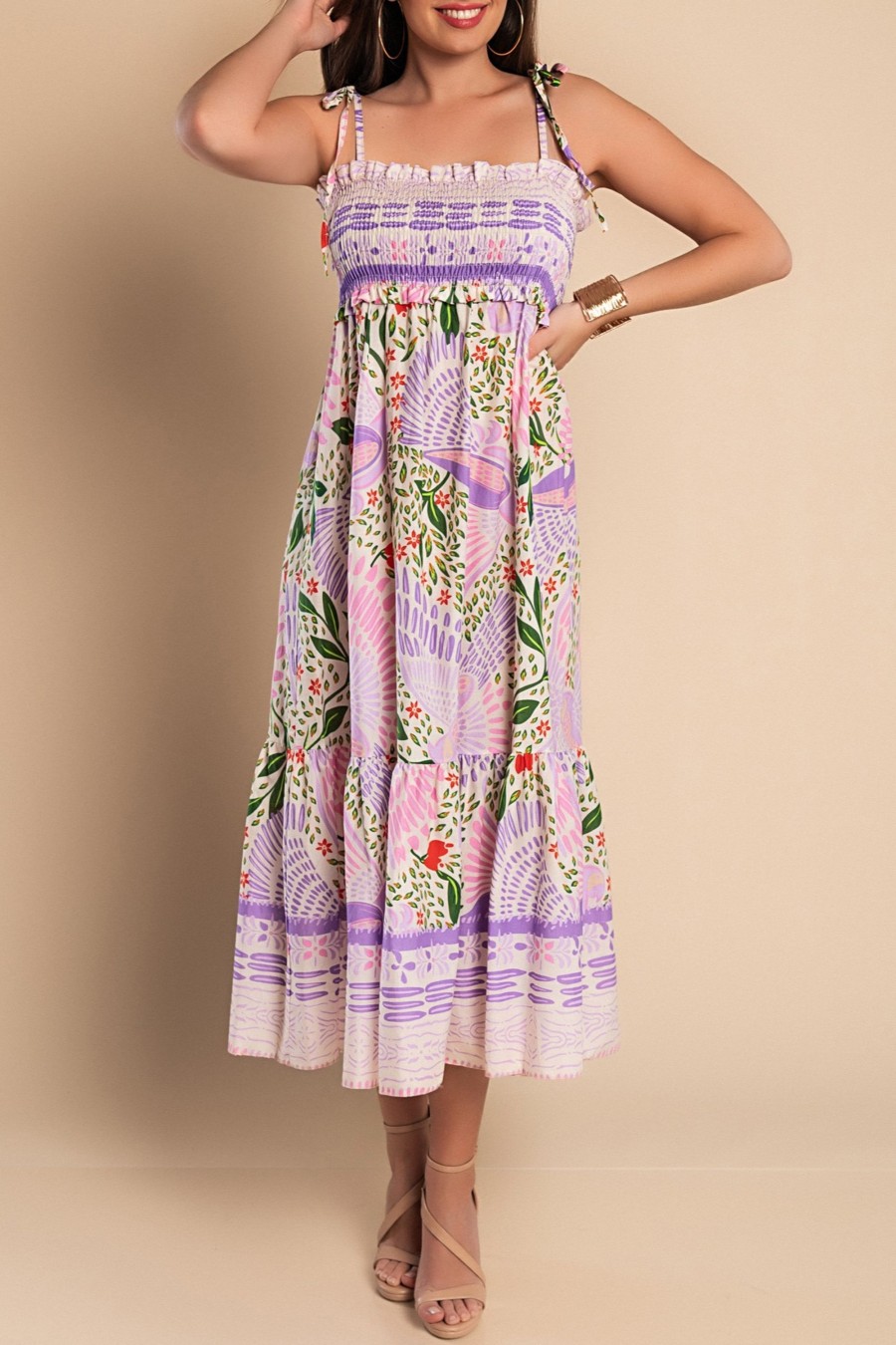 Donna ZETAOTTO | Maxi Abito Con Stampa Multicolor, Lilla