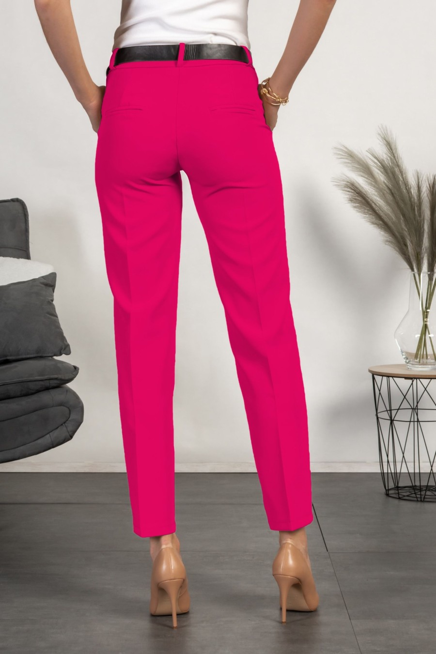 Donna PRONTO MODA ELENE | Pantaloni Lunghi Eleganti Dal Taglio Dritto Tordina, Fucsia