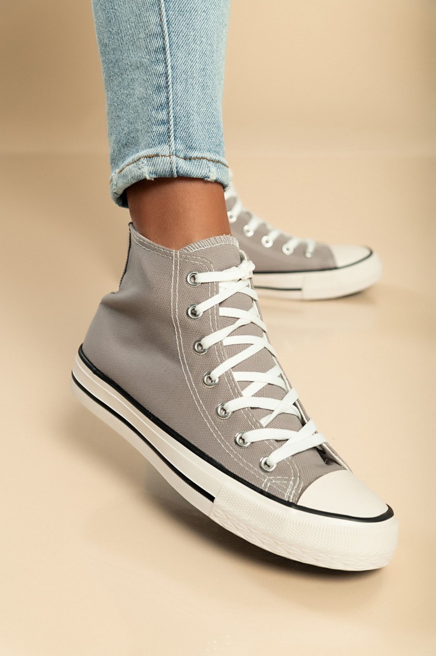 Scarpe E Accessori AMANDA INGROSSO CALZATURE | Sneaker Alta Fashion In Tessuto, Colore Grigio