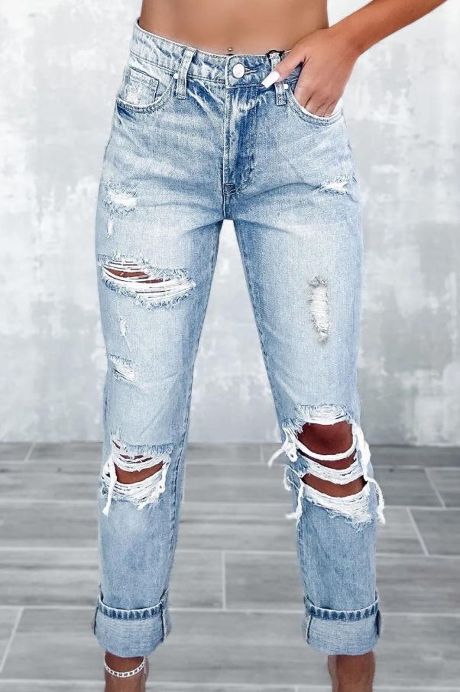 Donna Dear-lover | Jeans Con Dettagli Strappati, Colore Azzurro