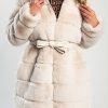 Donna PRONTO MODA ELENE | Elegante Cappotto In Pelliccia Sintetica Millene, Beige