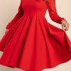 Donna NEO IMAGE | Abito Midi Aderente Con Pizzo, Rosso