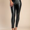 Donna GONDOLA BLU - LIN AIE | Leggings Alla Moda In Similpelle, Neri