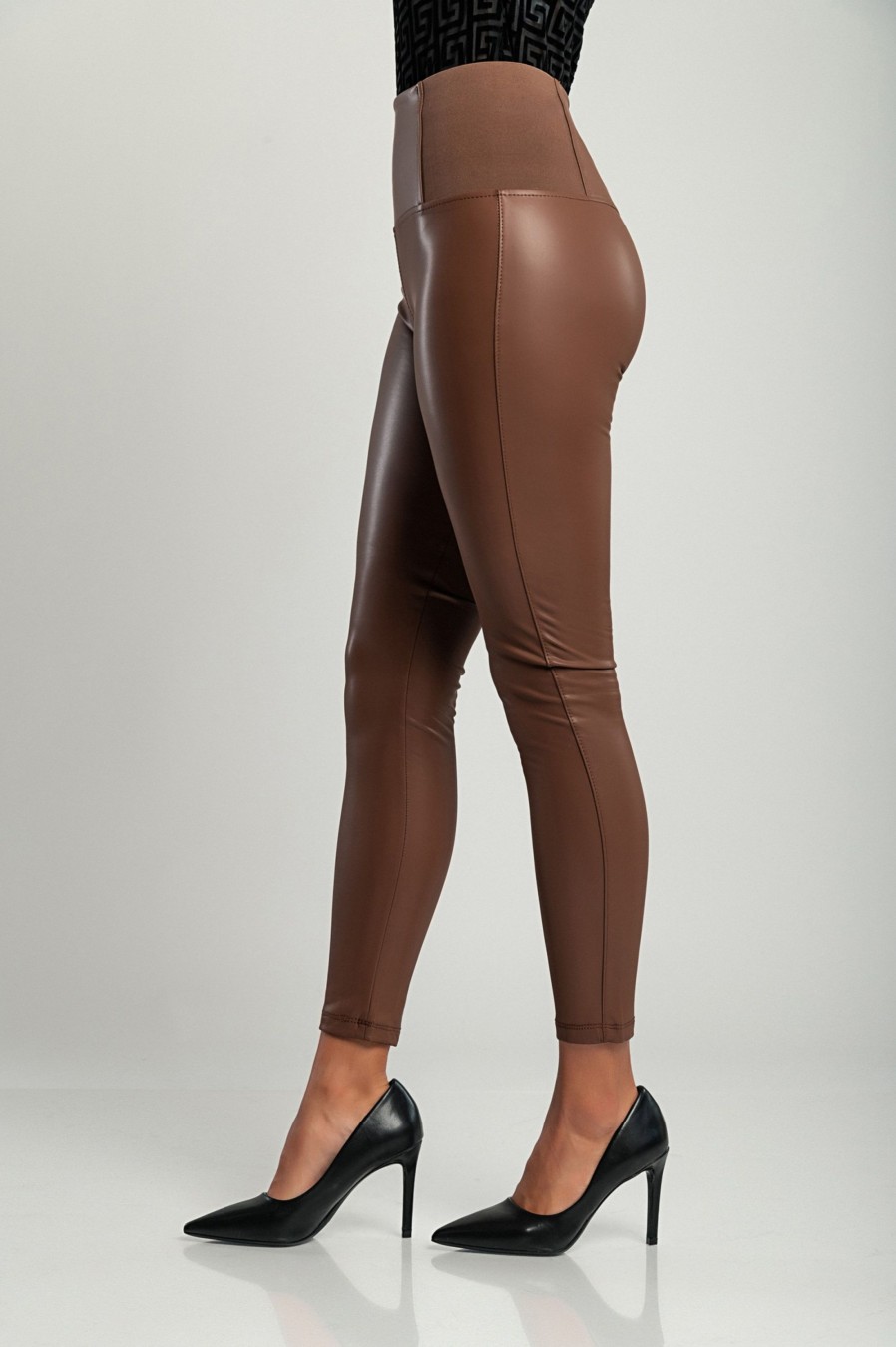 Donna GONDOLA BLU - LIN AIE | Leggings Moda In Ecopelle, Marrone