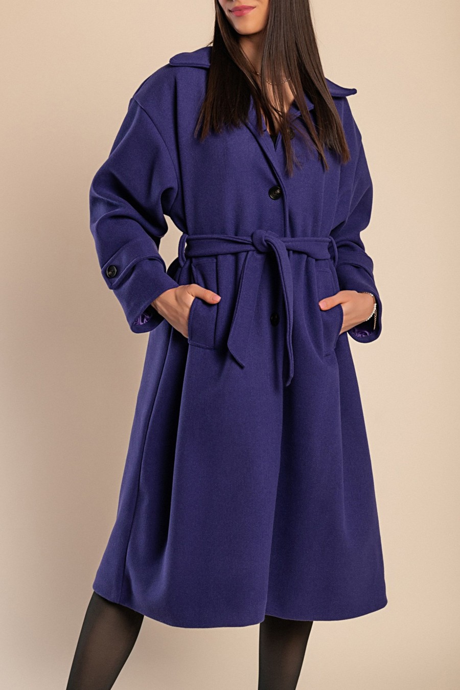 Donna MODA LC | Cappotto Elegante Con Bottoni, Viola