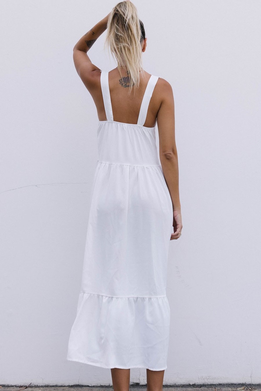 Donna Dear-lover | Abito Midi Con Pizzo, Bianco