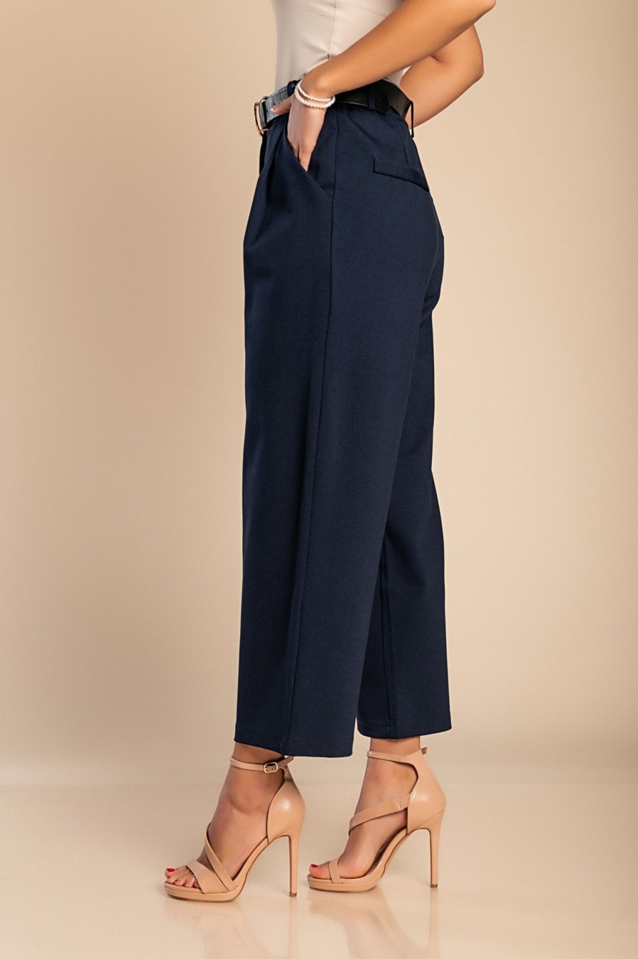 Donna PRONTO MODA ELENE | Pantaloni Eleganti Con Gamba Dritta, Di Colore Blu