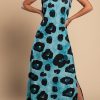 Donna NEO IMAGE | Abito Lungo Con Stampa Leopardata, Blu