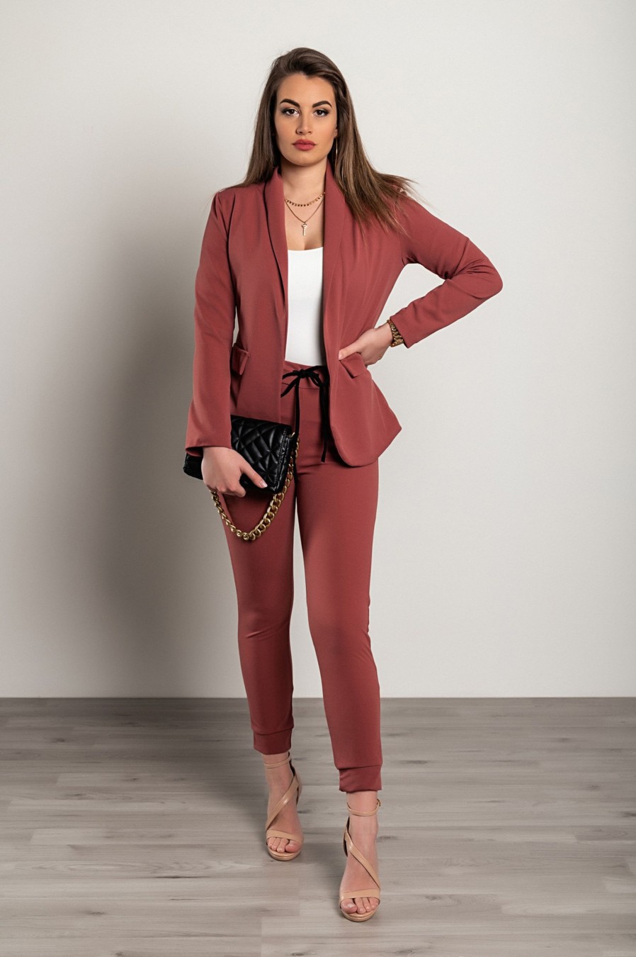 Donna NEO IMAGE | Completo Giacca Pantalone Elegante Estrena, Salmone