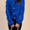 Donna AMO&ROMA - MA XIAOWEI | Cardigan Con Dettagli In Ecopelliccia, Blu