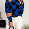 Donna EWOMAN - INTERFASHION SRL | Maglia Con Motivo A Scacchi Salanilla, Blu-Nero