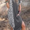 Donna NEO IMAGE | Elegante Maxi Abito Con Stampa Leopardata, Grigio