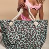 Donna OCHIRLY | Borsa Da Spiaggia Con Stampa Leopardata, Menta