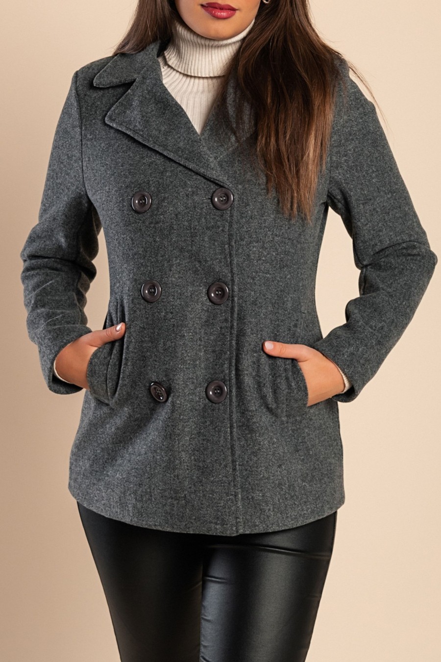 Donna PRONTO MODA ELENE | Cappotto Corto Elegante, Grigio