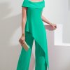 Donna PRONTO MODA ELENE | Elegante Set Di Top E Pantaloni Asimmetrici, Menta