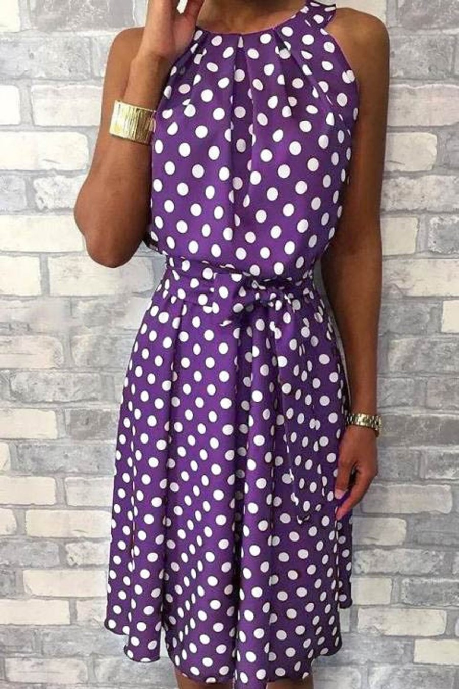 Donna NEO IMAGE | Abito Midi Con Stampa Pois Moulisha, Lila