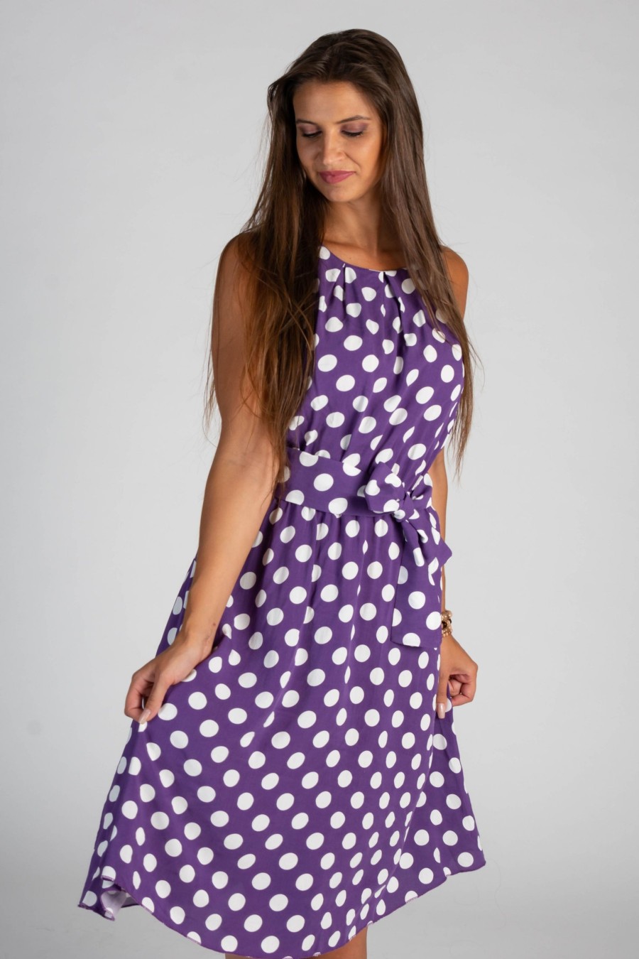 Donna NEO IMAGE | Abito Midi Con Stampa Pois Moulisha, Lila