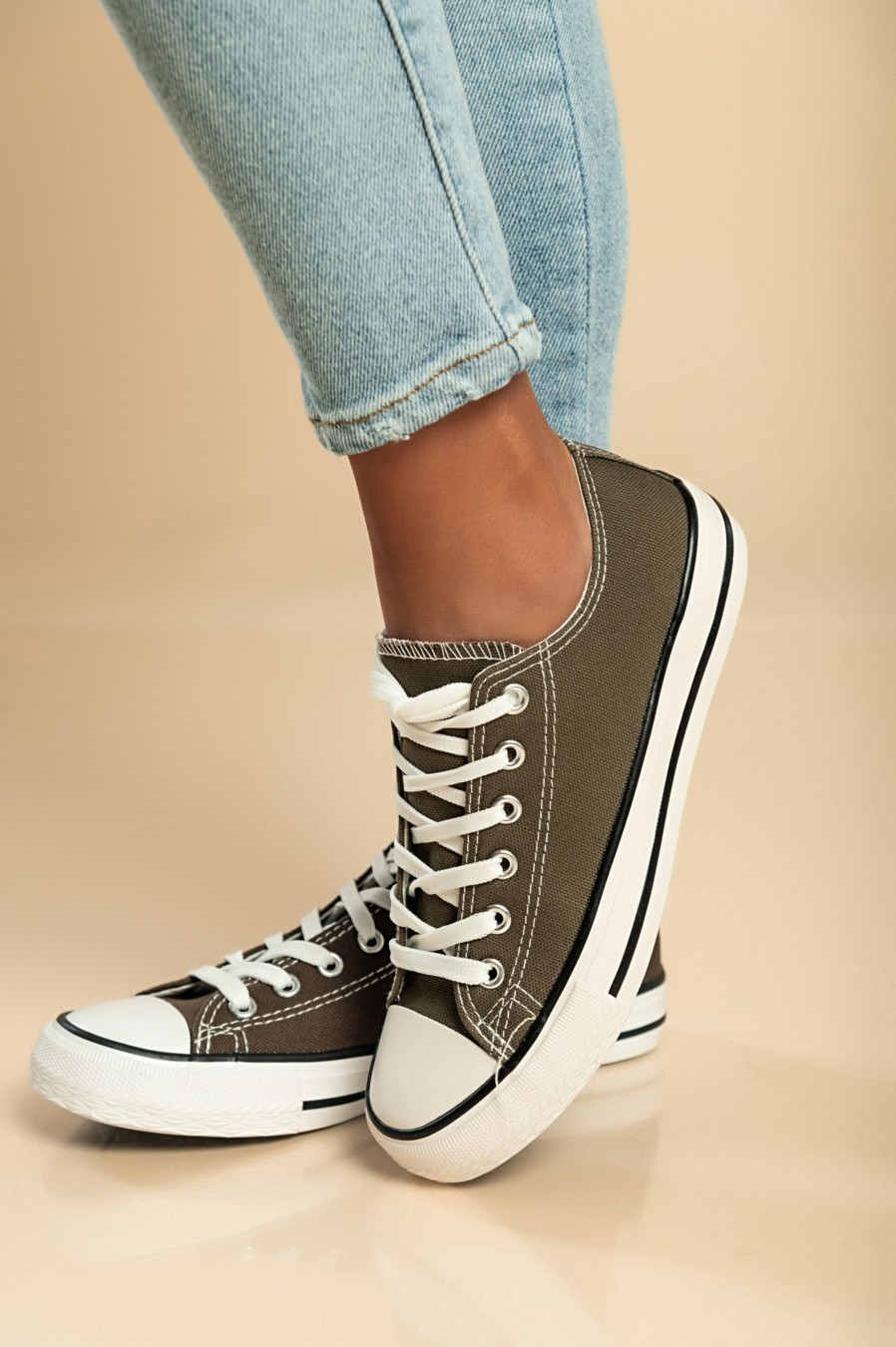 Scarpe E Accessori AMANDA INGROSSO CALZATURE | Sneakers Fashion Realizzate In Tessuto, Verde Militare