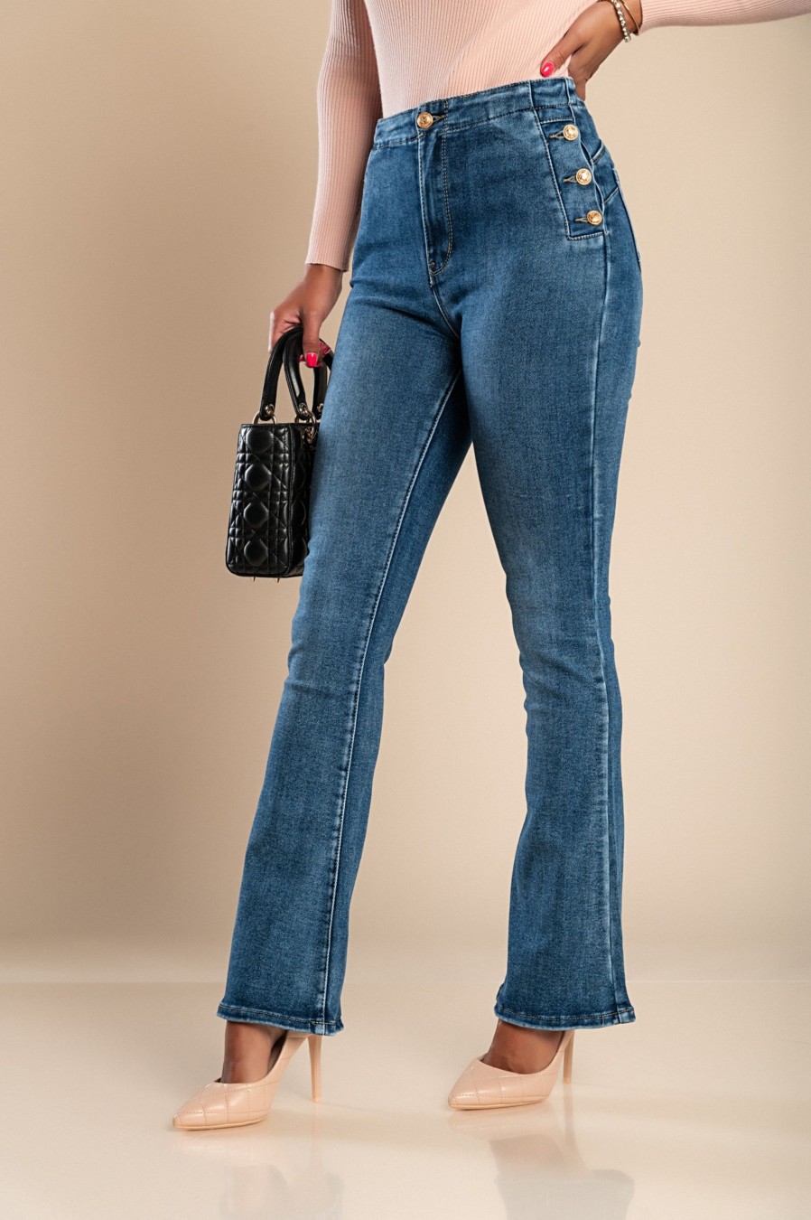 Donna LIN JIANSONG | Jeans A Zampa Bera, Blu