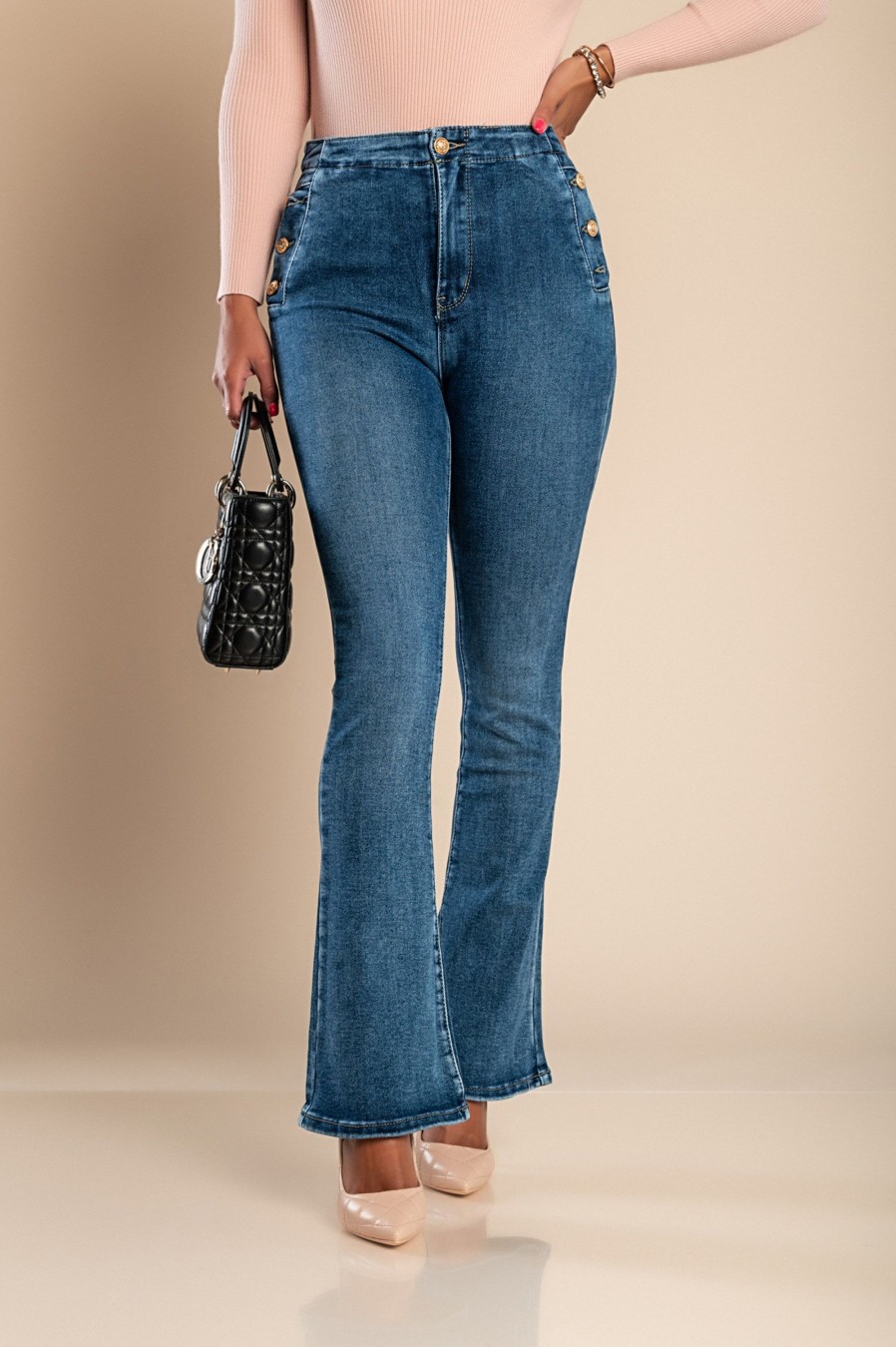 Donna LIN JIANSONG | Jeans A Zampa Bera, Blu