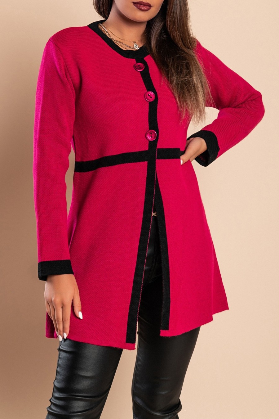 Donna MAGLIFICIO MALU (MAGLIE ROSA) | Cardigan In Maglia Con Bottoni, Fucsia