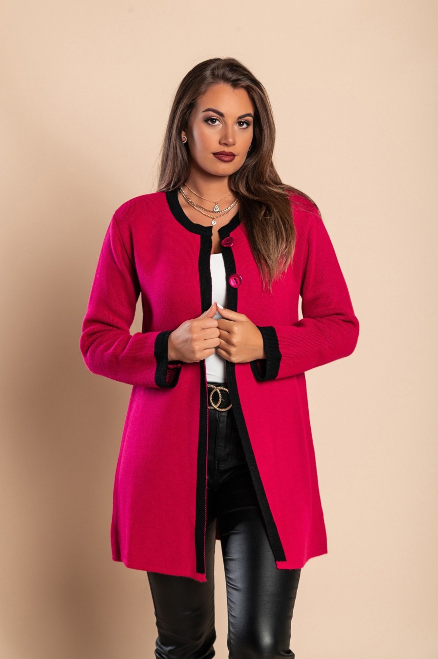 Donna MAGLIFICIO MALU (MAGLIE ROSA) | Cardigan In Maglia Con Bottoni, Fucsia