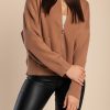 Donna EWOMAN - INTERFASHION SRL | Cardigan In Maglia Con Cerniera, Cammello