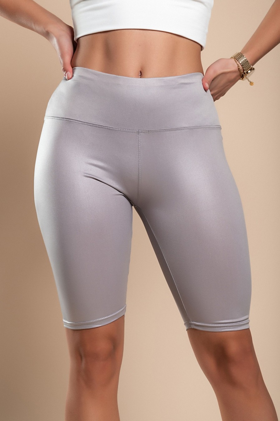 Donna GONDOLA BLU - LIN AIE | Pantaloncini Sportivi Con Vita Alta Ed Elastica, Grigio