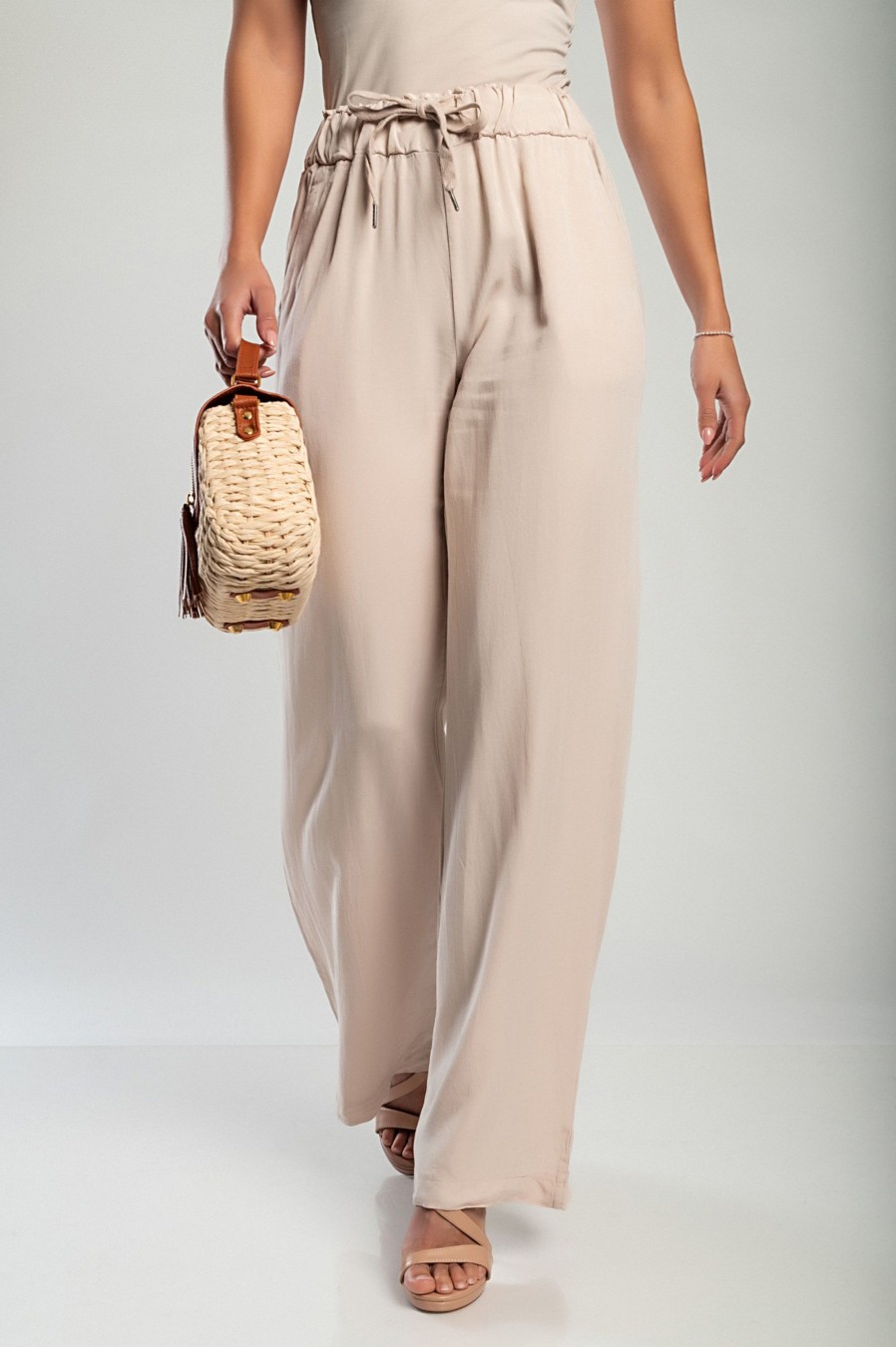 Donna PRONTO MODA ELENE | Pantaloni Lunghi Eleganti Alamos, Beige