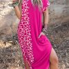 Donna NEO IMAGE | Maxi Abito Elegante Con Stampa Leopardata, Rosa