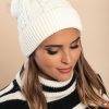 Donna FASHION STYLE SRLS (ANGELA) | Cappello Lavorato A Maglia Con Pompon, Bianco