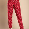 Donna NI TRADE d.o.o | Pantalone Lungo In Cotone Con Fantasia Floreale, Rosso